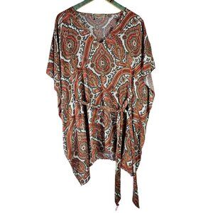 Michael Michael Kors Women's Batwing Paisley Asymmetrical Belted Top, Sz S/M